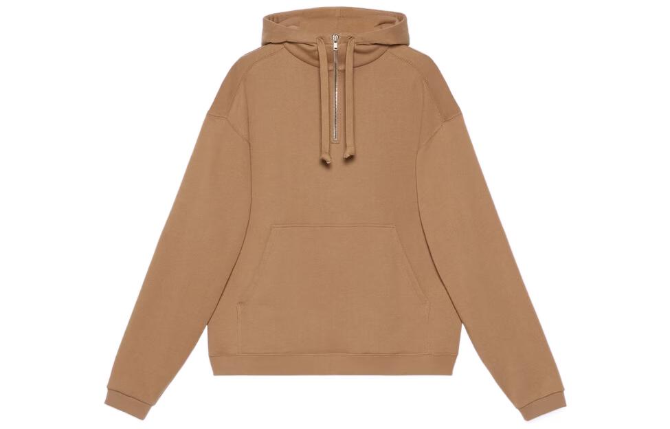 (Women) GUCCI FW22  Half-Zip Hoodie Brown Solid Color. 717424-XJE5N-2597
