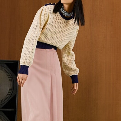 (W) GUCCI FW22 象牙白刺繡Logo圓領長袖上衣 691593-XKCAM-9217 Lookbook (W) GUCCI FW22 象牙白刺繡Logo圓領長袖上衣 691593-XKCAM-9217