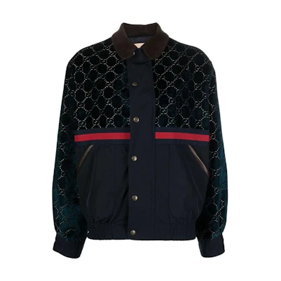 (Women) GUCCI FW22 Logo Pattern Snap-Button Jacket - Navy Blue 699576-Z8A10-4759
