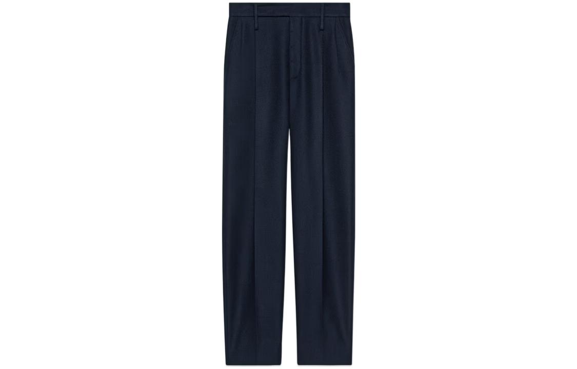 Order (W) GUCCI FW22 Pantalones Largos de Cachemira Azul Marino Rectos Casual 721495-Z6519-4440