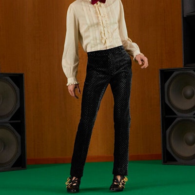 (W) グッチ FW22 ベルベット ソリッドカラー カジュアルパンツ ブラック 703080-ZAI39-1070 Shop (W) グッチ FW22 ベルベット ソリッドカラー カジュアルパンツ ブラック 703080-ZAI39-1070