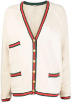 (Women) GUCCI FW22 White Cotton Knit Sweater with Contrast Trim 688203-XJD43-9709 (Women) GUCCI FW22 White Cotton Knit Sweater with Contrast Trim 688203-XJD43-9709