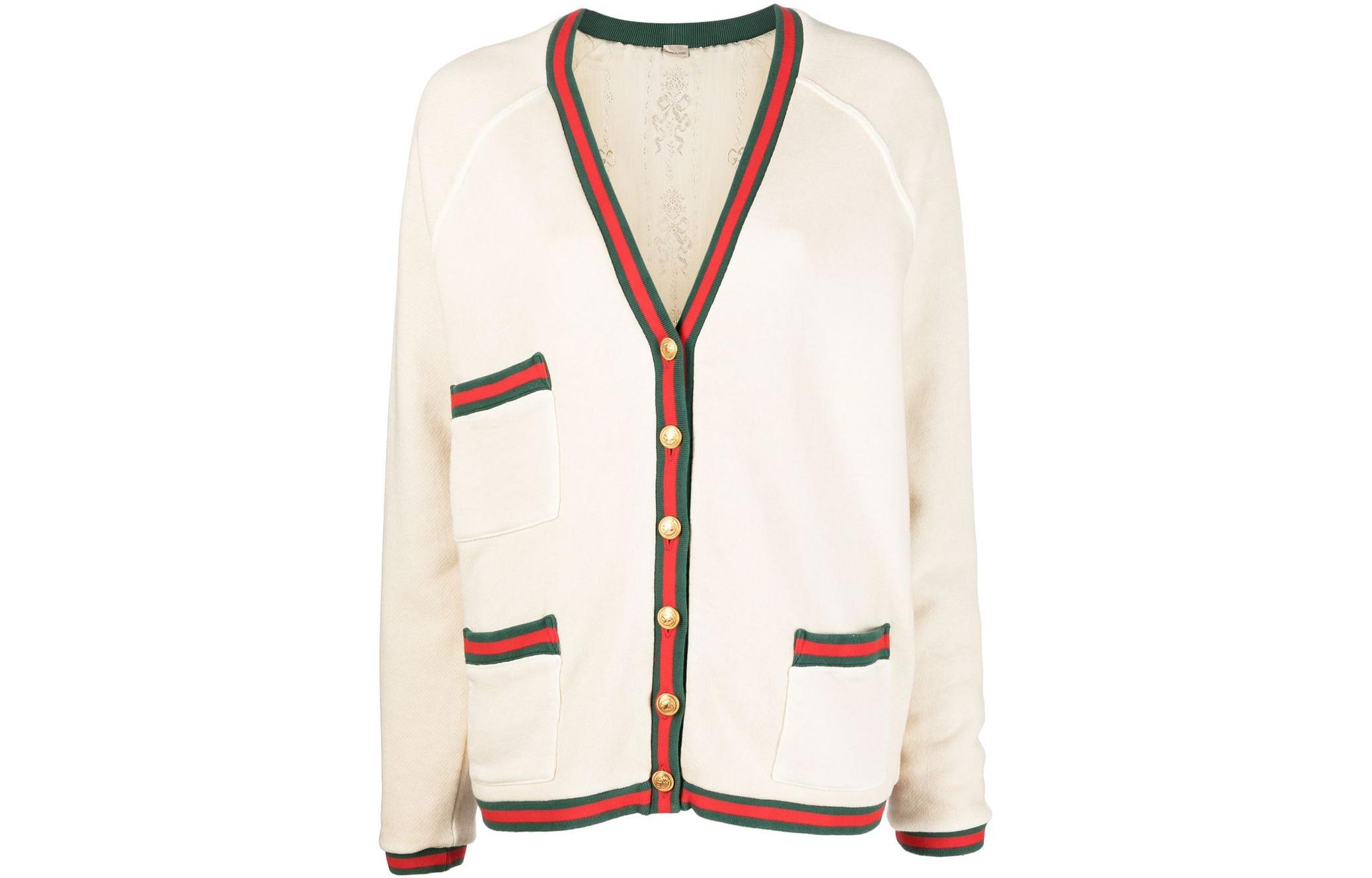 (Women) GUCCI FW22  White Cotton Knit Sweater with Contrast Trim 688203-XJD43-9709 圖 2