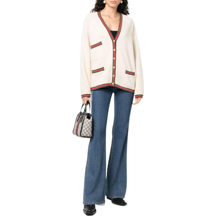 (Women) GUCCI FW22  White Cotton Knit Sweater with Contrast Trim 688203-XJD43-9709 圖 3