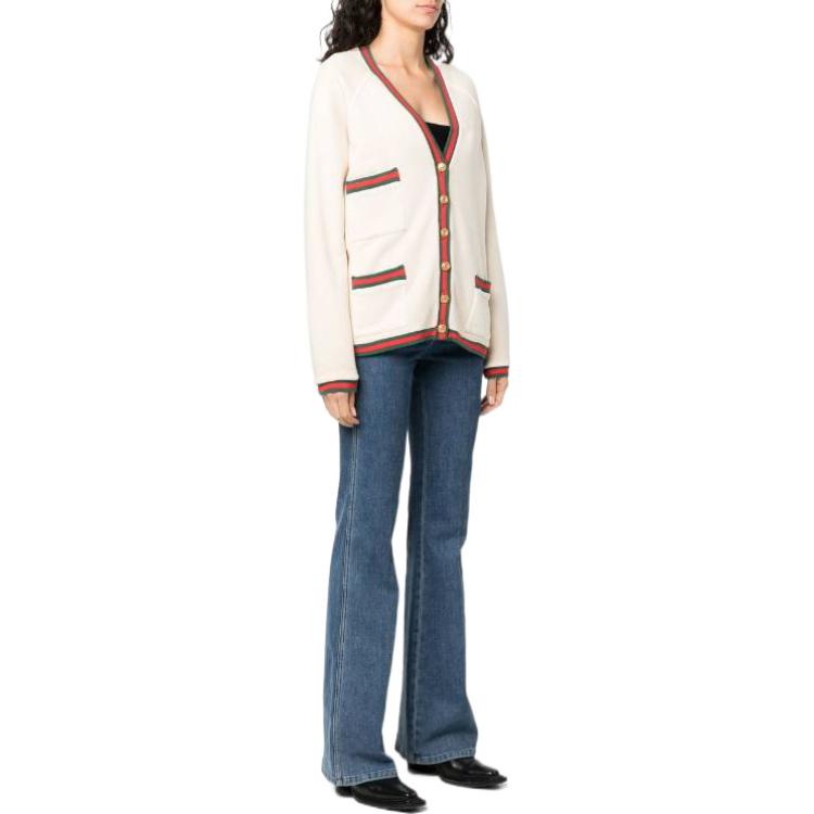 (Women) GUCCI FW22  White Cotton Knit Sweater with Contrast Trim 688203-XJD43-9709 圖 4