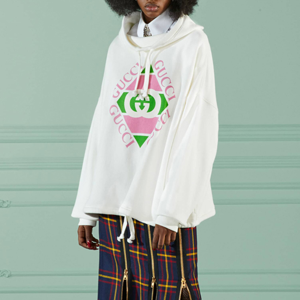 (Women) GUCCI FW22  White Logo Print Long-Sleeve Hoodie. 717417XJEV6 圖 3
