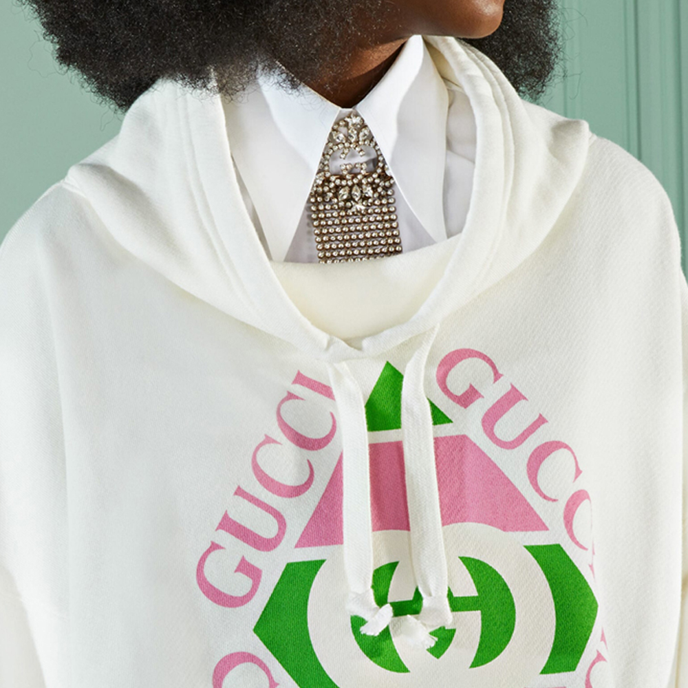 (Women) GUCCI FW22  White Logo Print Long-Sleeve Hoodie. 717417XJEV6 圖 6