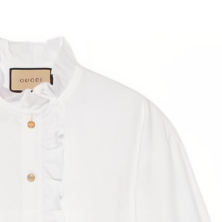 Shop (W) GUCCI FW22 白色長袖荷葉邊防曬襯衫 690723-ZLC02-9000