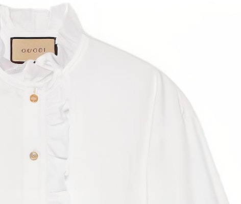 (W) GUCCI FW22 白色長袖荷葉邊防曬襯衫 690723-ZLC02-9000 Shop (W) GUCCI FW22 白色長袖荷葉邊防曬襯衫 690723-ZLC02-9000