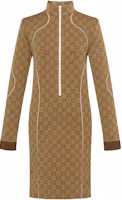 (Women) Gucci FW22 Beige GG Monogram Knit High-Neck Dress 715525-XJETY-9742 (Women) Gucci FW22 Beige GG Monogram Knit High-Neck Dress 715525-XJETY-9742