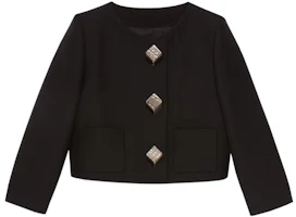 (Women) Gucci FW22 Black Geometric Button Crew Neck Casual Jacket 731312-ZAK4N-1000 (Women) Gucci FW22 Black Geometric Button Crew Neck Casual Jacket 731312-ZAK4N-1000