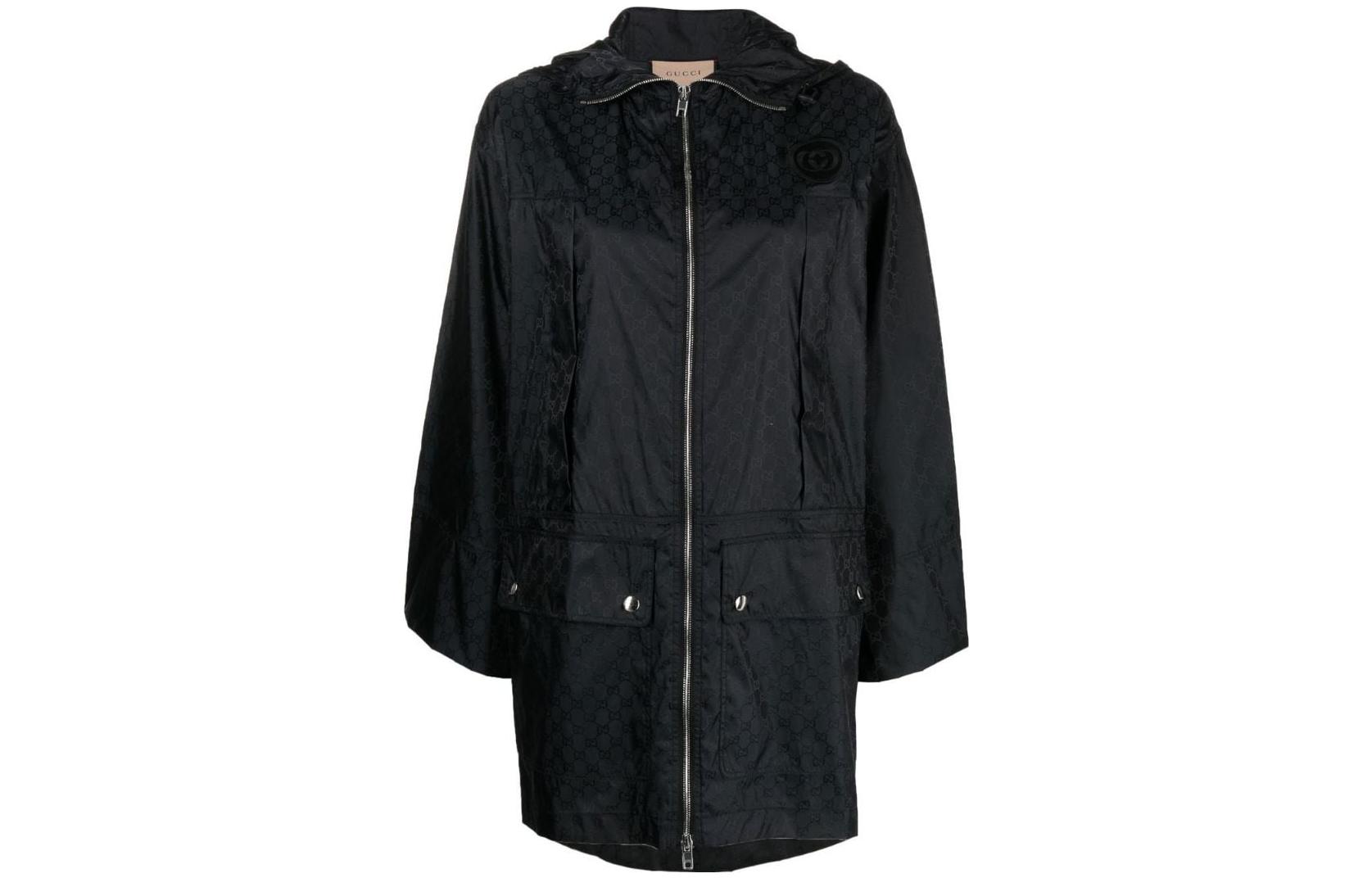 (Women) Gucci FW22 Black Jacquard Print Midi Coat 705695-ZAI4E-1000