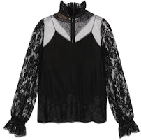(Women) Gucci FW22 Black Sheer Lace Sunscreen Shirt 721149-ZAKT7-1000 (Women) Gucci FW22 Black Sheer Lace Sunscreen Shirt 721149-ZAKT7-1000