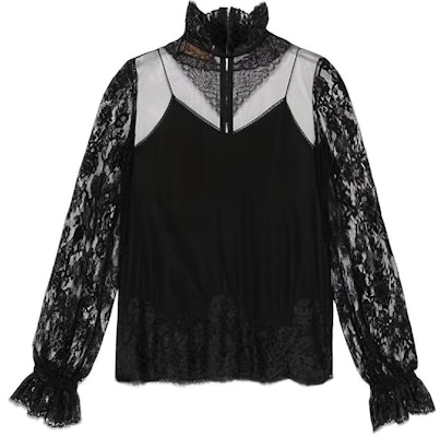 (W) Gucci 2022秋冬黑色薄纱蕾丝防晒衬衫 721149-ZAKT7-1000 Buy (W) Gucci 2022秋冬黑色薄纱蕾丝防晒衬衫 721149-ZAKT7-1000