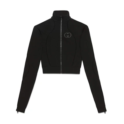 (Women) Gucci FW22 Black Solid Double G Knit Full-Zip Jacket 716747-XJETV-1189