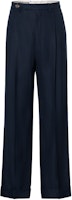 (Women) Gucci FW22 Blue High-Waisted Pleated Straight Trousers 686578-Z736B-4265 (Women) Gucci FW22 Blue High-Waisted Pleated Straight Trousers 686578-Z736B-4265