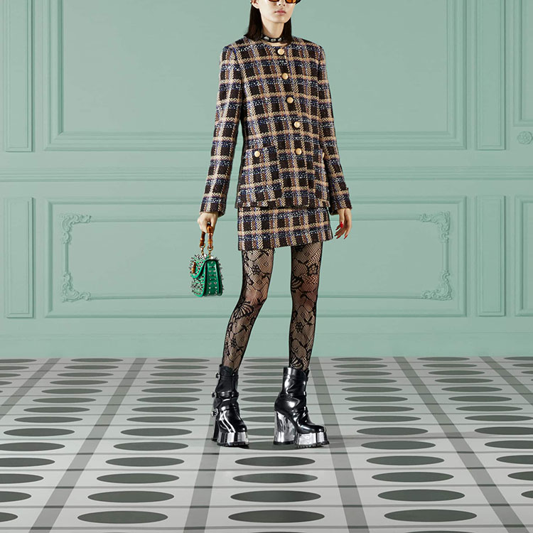 (Women) Gucci FW22 Brown Plaid Button-Up Long-Sleeve Jacket 721316-Z8A5A-2275 圖 3