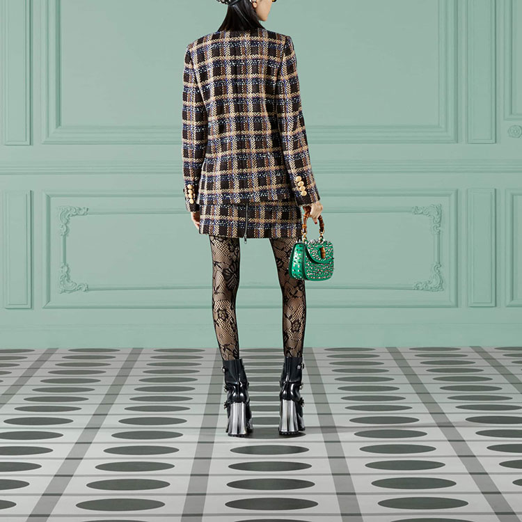 (Women) Gucci FW22 Brown Plaid Button-Up Long-Sleeve Jacket 721316-Z8A5A-2275 圖 4