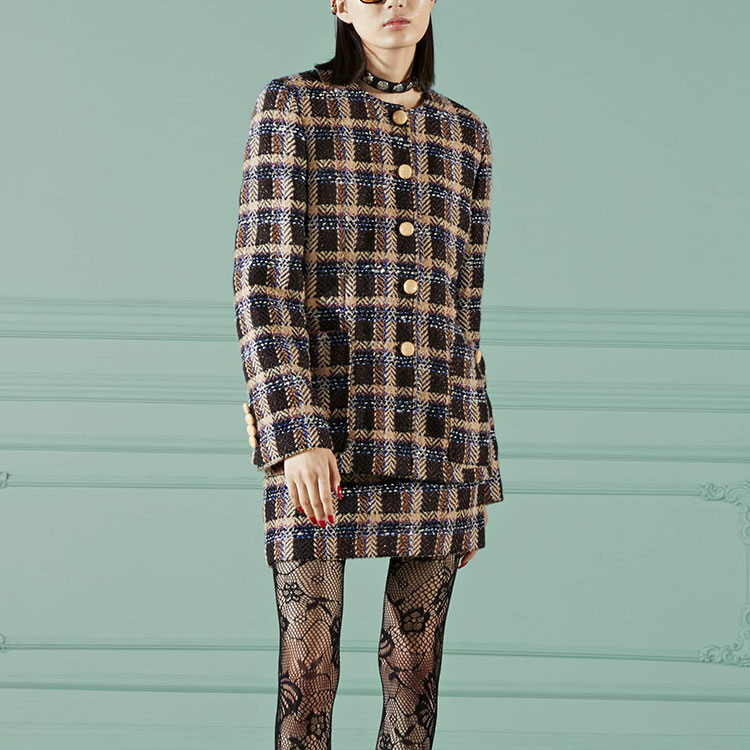 (Women) Gucci FW22 Brown Plaid Button-Up Long-Sleeve Jacket 721316-Z8A5A-2275 圖 5