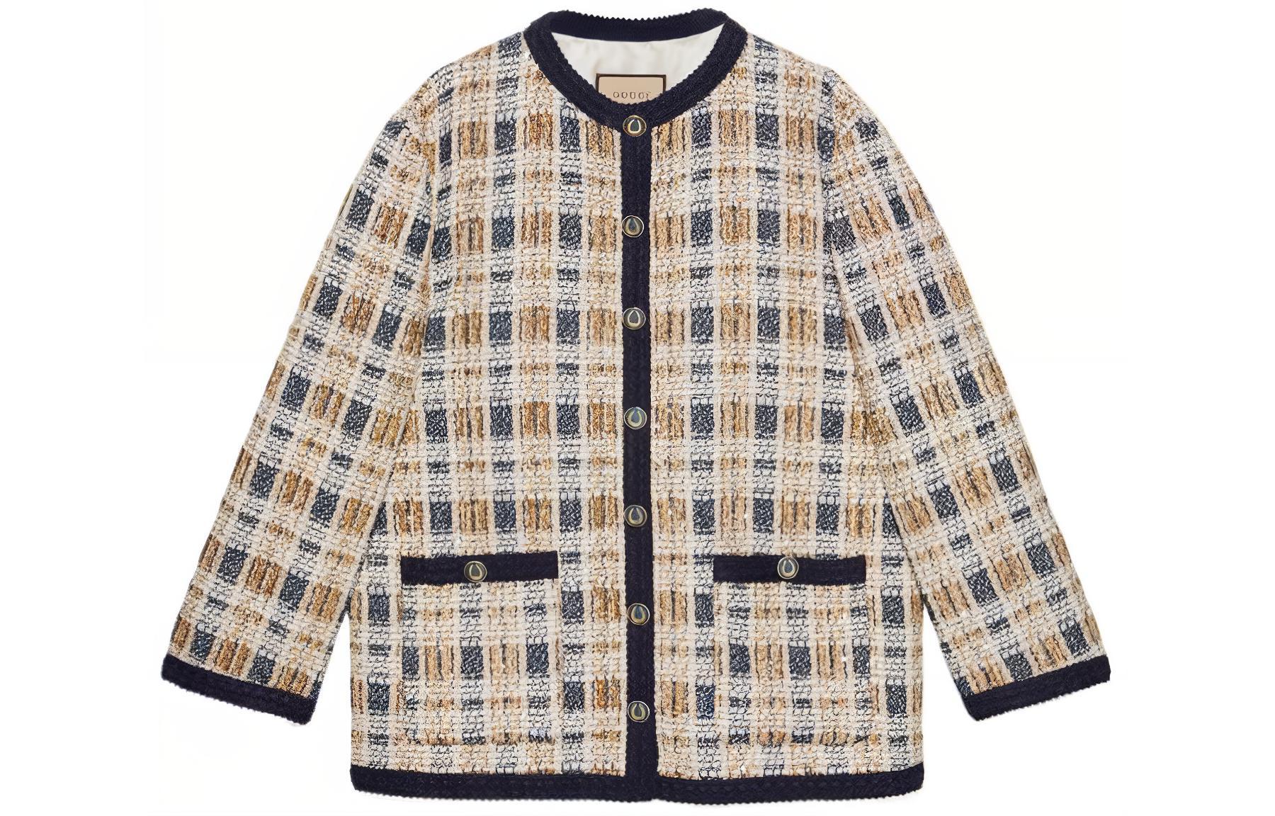 (Women) Gucci FW22 Check Print Single-Breasted Jacket Khaki 691452-ZAIU7-9791 圖 2