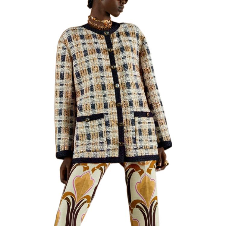 (Women) Gucci FW22 Check Print Single-Breasted Jacket Khaki 691452-ZAIU7-9791 圖 3