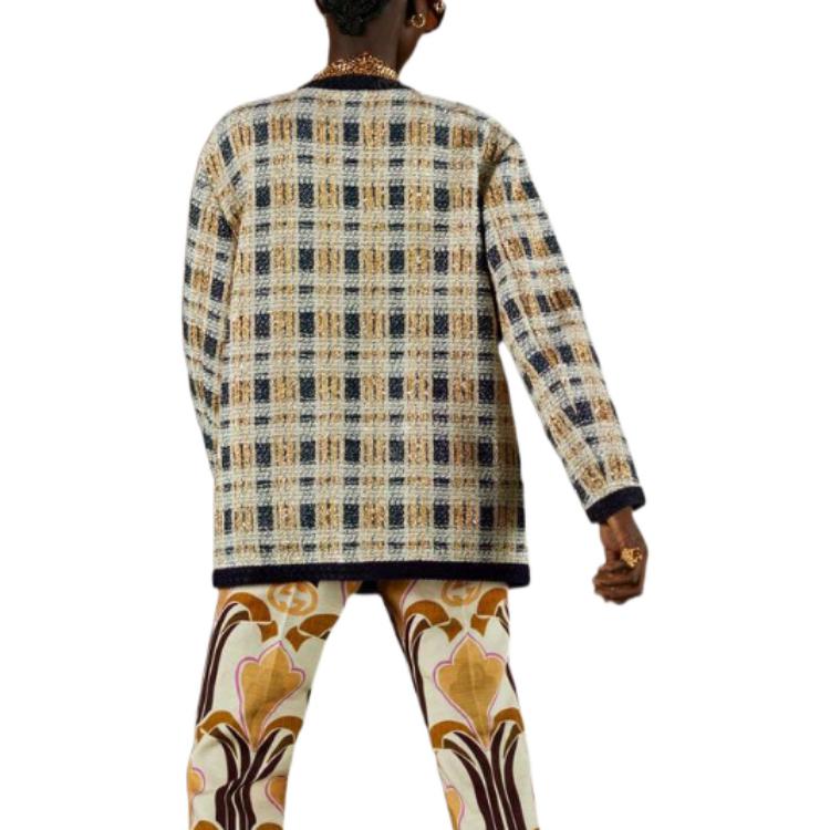 (Women) Gucci FW22 Check Print Single-Breasted Jacket Khaki 691452-ZAIU7-9791 圖 5