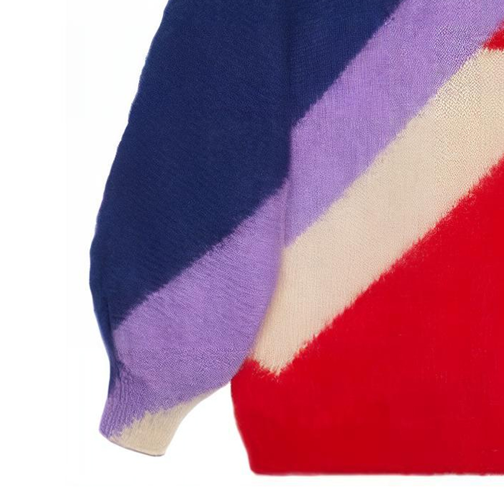Shop (Women) GUCCI FW22 Color-Block Striped Pullover Sweater Women Multicolor. 713469-XKCSZ-6269