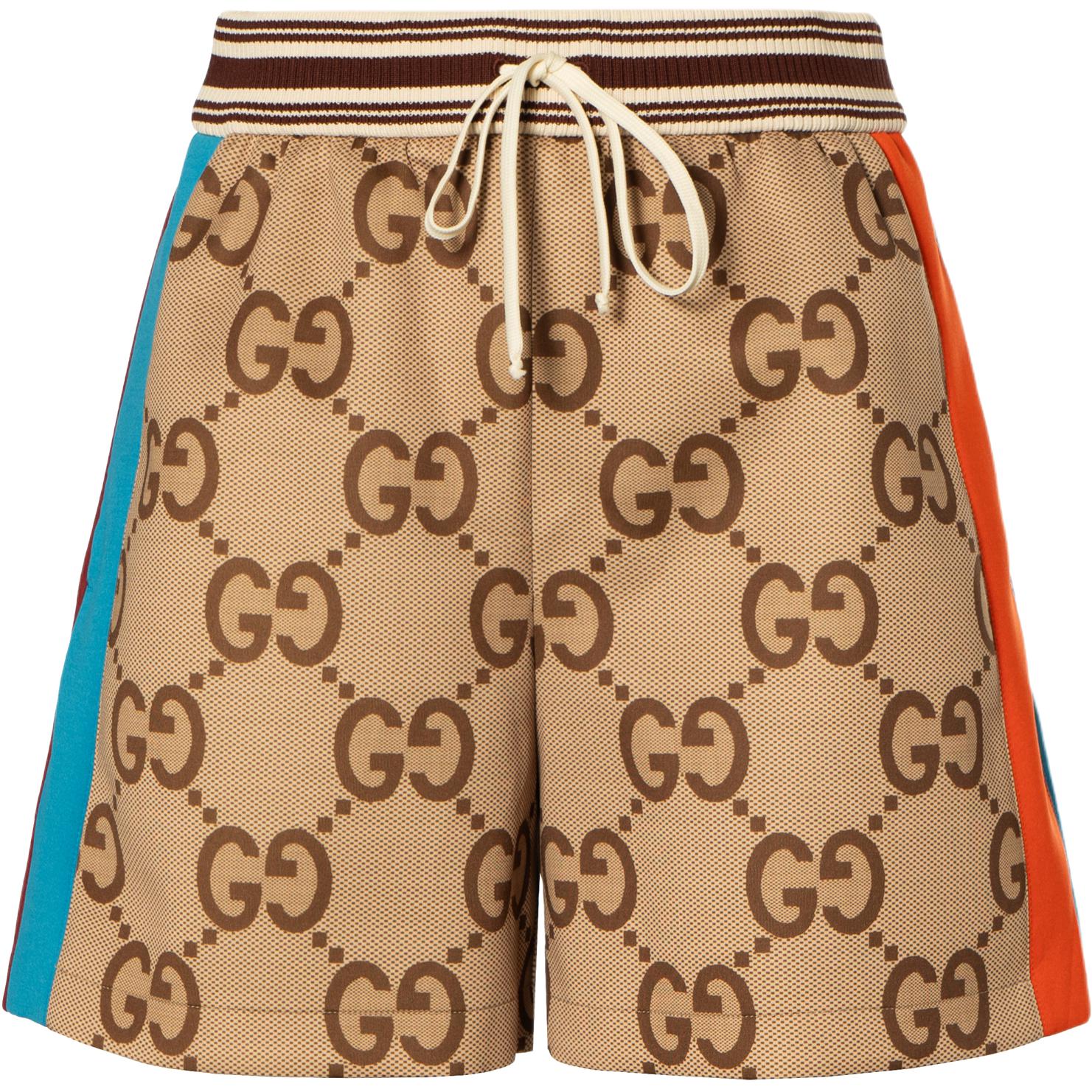 (Women) Gucci FW22 Colorblock Logo Print Drawstring Shorts Beige 695745-XJECZ-2270