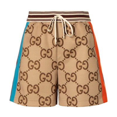 (Women) Gucci FW22 Colorblock Logo Print Drawstring Shorts Beige 695745-XJECZ-2270