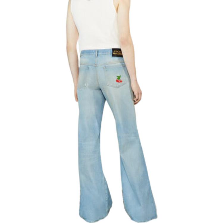 Purchase (W) GUCCI FW22 仿舊寬腿休閒牛仔褲 藍色丹寧。 716490-XDB6M-4452