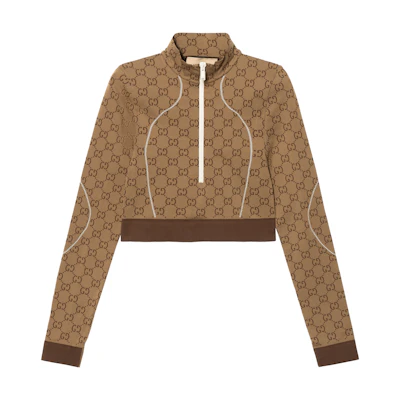 (Women) Gucci FW22 GG Jacquard Half-Zip Knit Sweater in Ebony 715524-XJETY-9742