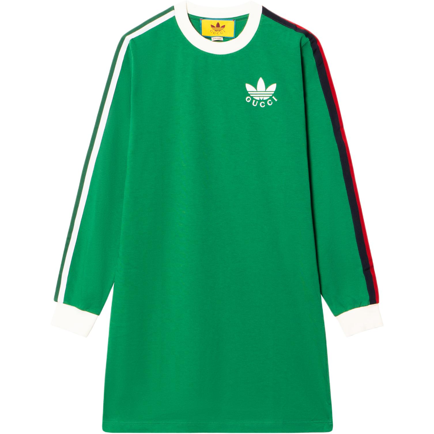 (Women) Gucci FW22 Green Logo Print Long Sleeve Midi Dress 693537-XJE7I-3880