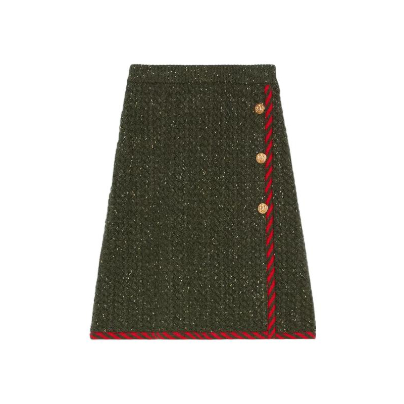 (Women) Gucci FW22 Green Solid Button Casual Midi Dress 713317-XKCLG-3413