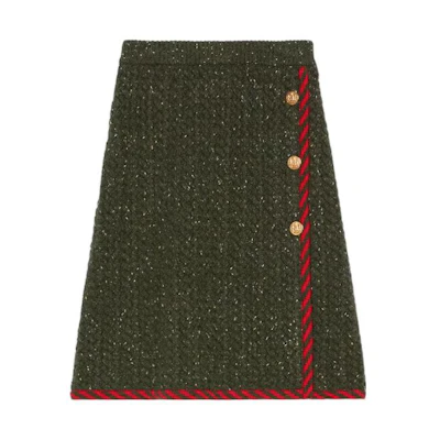 (Women) Gucci FW22 Green Solid Button Casual Midi Dress 713317-XKCLG-3413