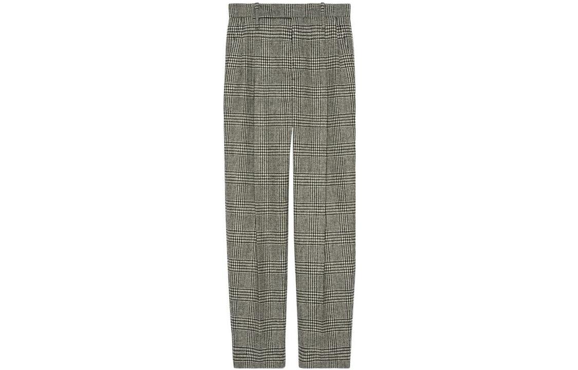 (Women) Gucci FW22 High-Waisted Plaid Straight-Leg Pants Beige 715617-ZAJYH-1070