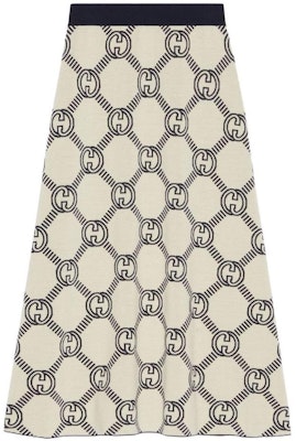 (W) グッチ FW22 ロゴ ジャカード Aライン ミディスカート アイボリーホワイト カジュアルスカート 692700-XKCB2-4492 Order (W) グッチ FW22 ロゴ ジャカード Aライン ミディスカート アイボリーホワイト カジュアルスカート 692700-XKCB2-4492