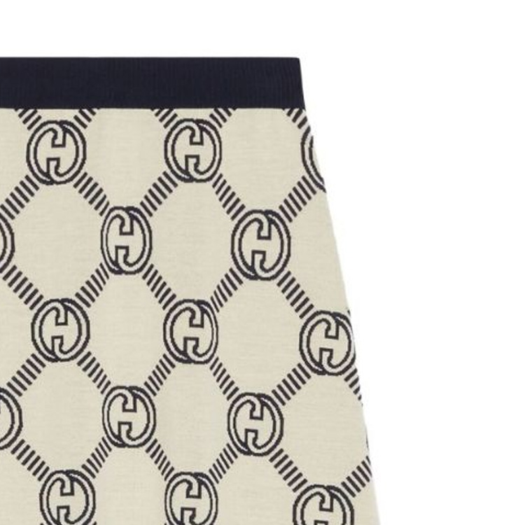 Shop (W) グッチ FW22 ロゴ ジャカード Aライン ミディスカート アイボリーホワイト カジュアルスカート 692700-XKCB2-4492