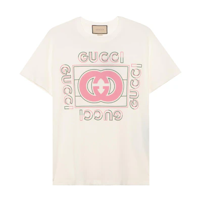 (Women) Gucci FW22 Logo Print Beige Crewneck Short Sleeve T-Shirt 717422-XJEWG-9095