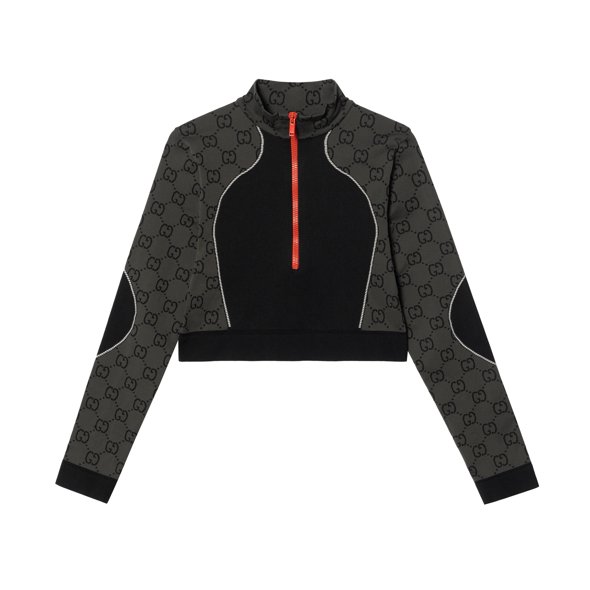 Buy (W) Gucci FW22 徽標印花高領半拉鍊短版長袖上衣 726373-XJETW-1189