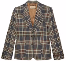 (Women) Gucci FW22 Love Parade Plaid Single-Breasted Jacket Brown 696818-ZAI20-4447 (Women) Gucci FW22 Love Parade Plaid Single-Breasted Jacket Brown 696818-ZAI20-4447