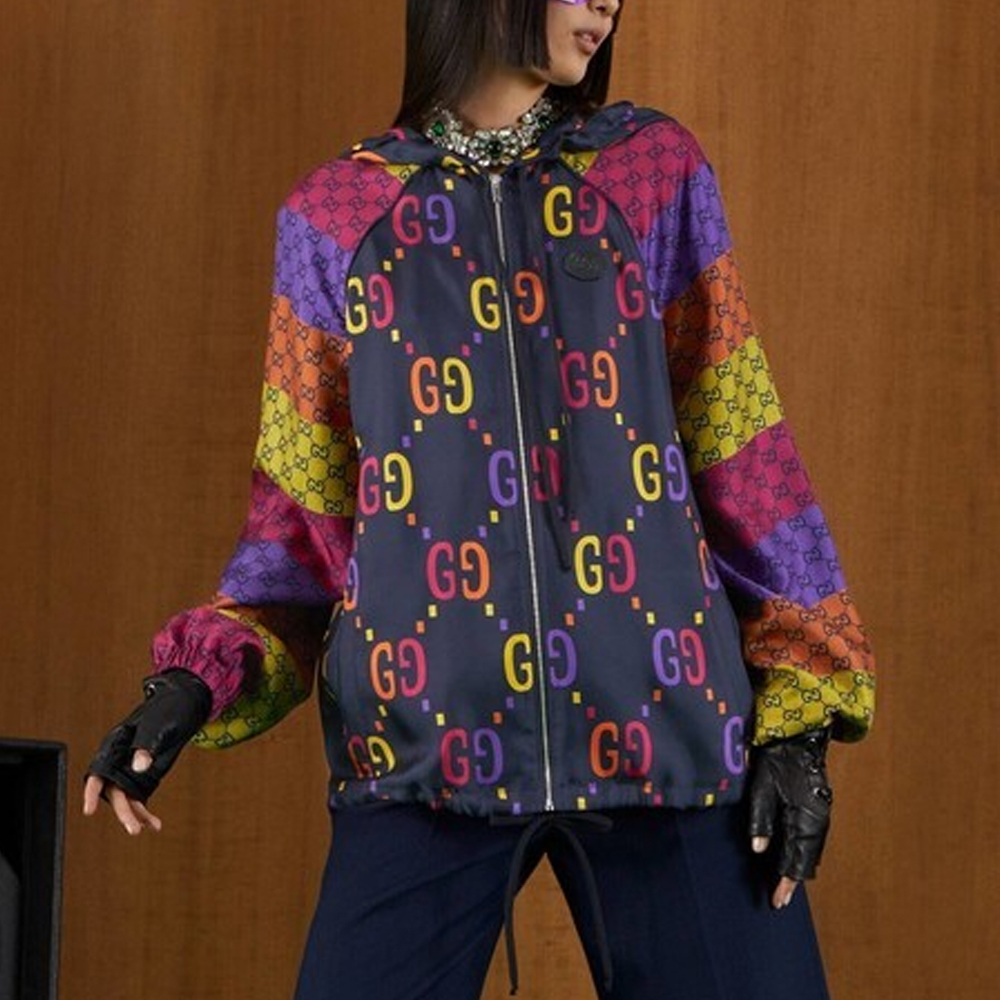 Lookbook (W) GUCCI FW22 經典印花紫色絲質長袖夾克外套. 705839-XJEO4-4681