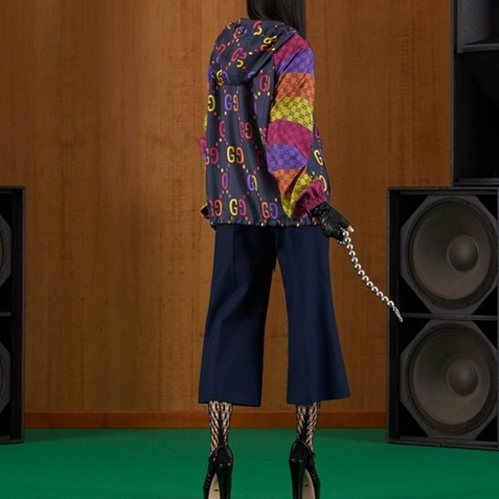 Shop (W) GUCCI FW22 經典印花紫色絲質長袖夾克外套. 705839-XJEO4-4681