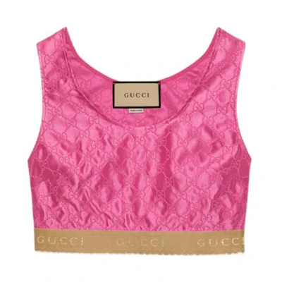 (Women) Gucci FW22 Pink Jacquard Patchwork Crewneck Vest 704231-ZAIDC-5705