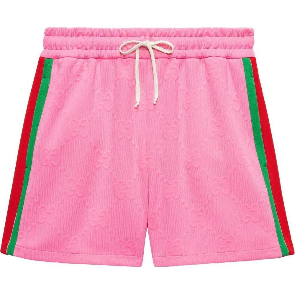 (Women) Gucci FW22 Pink Monogram Stripe Mid-Rise Casual Shorts 695729-XJECY-5835