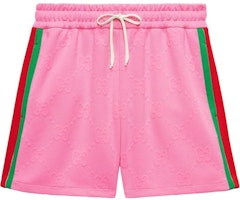 (Women) Gucci FW22 Pink Monogram Stripe Mid-Rise Casual Shorts 695729-XJECY-5835 (Women) Gucci FW22 Pink Monogram Stripe Mid-Rise Casual Shorts 695729-XJECY-5835