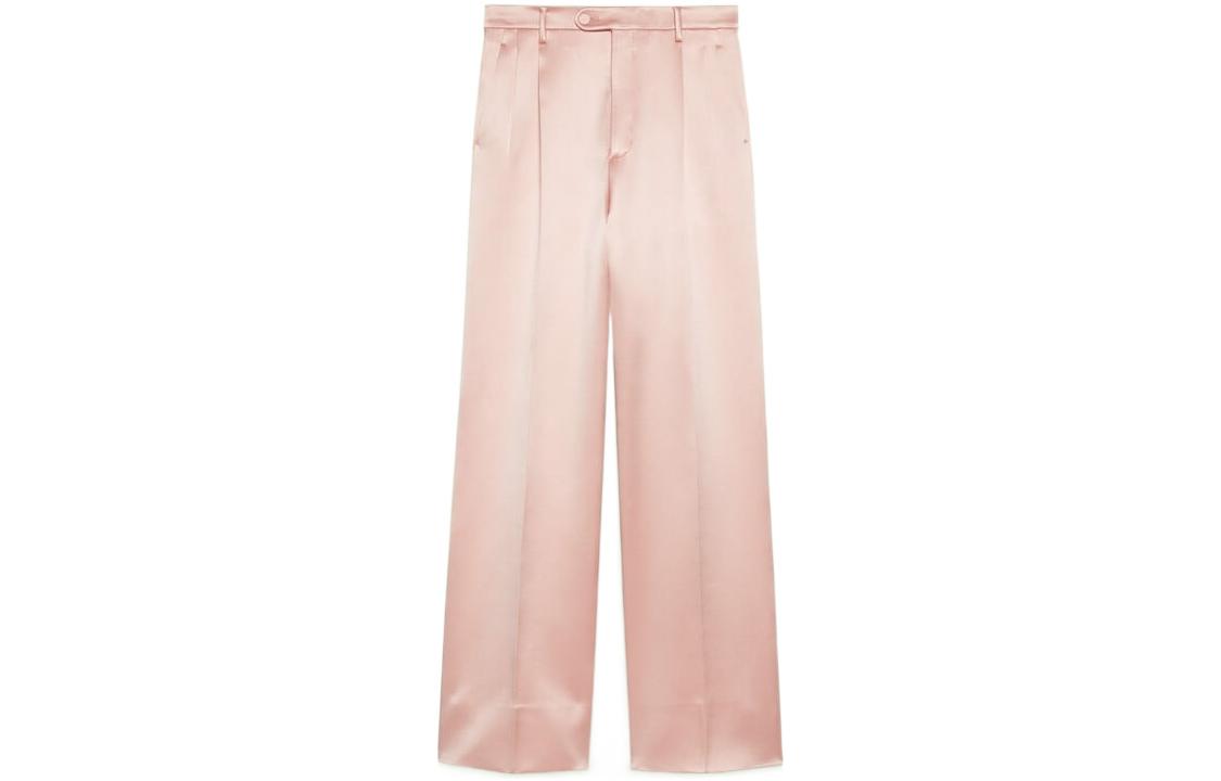 (Women) Gucci FW22 Pink Pleated Loose Fit Straight Pants Collection 691921-ZAJMF-5532