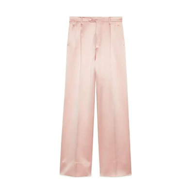 (Women) Gucci FW22 Pink Pleated Loose Fit Straight Pants Collection 691921-ZAJMF-5532