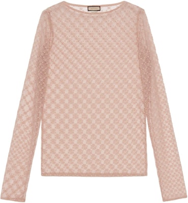 (Women) Gucci FW22 Pink Sheer Long-Sleeve Logo Tee for Women 692508-XUAEB-5101 Buy (Women) Gucci FW22 Pink Sheer Long-Sleeve Logo Tee for Women 692508-XUAEB-5101