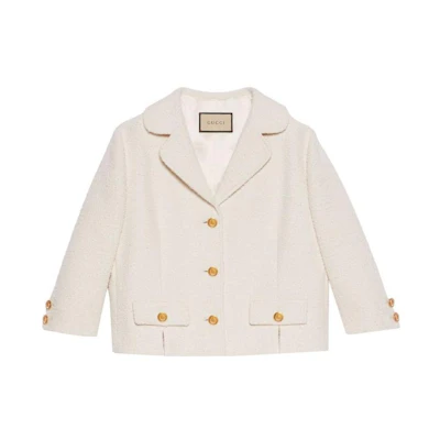 (Women) Gucci FW22 White Faux Lamb Knit Single-breasted Jacket 688984-ZAIMW-9045