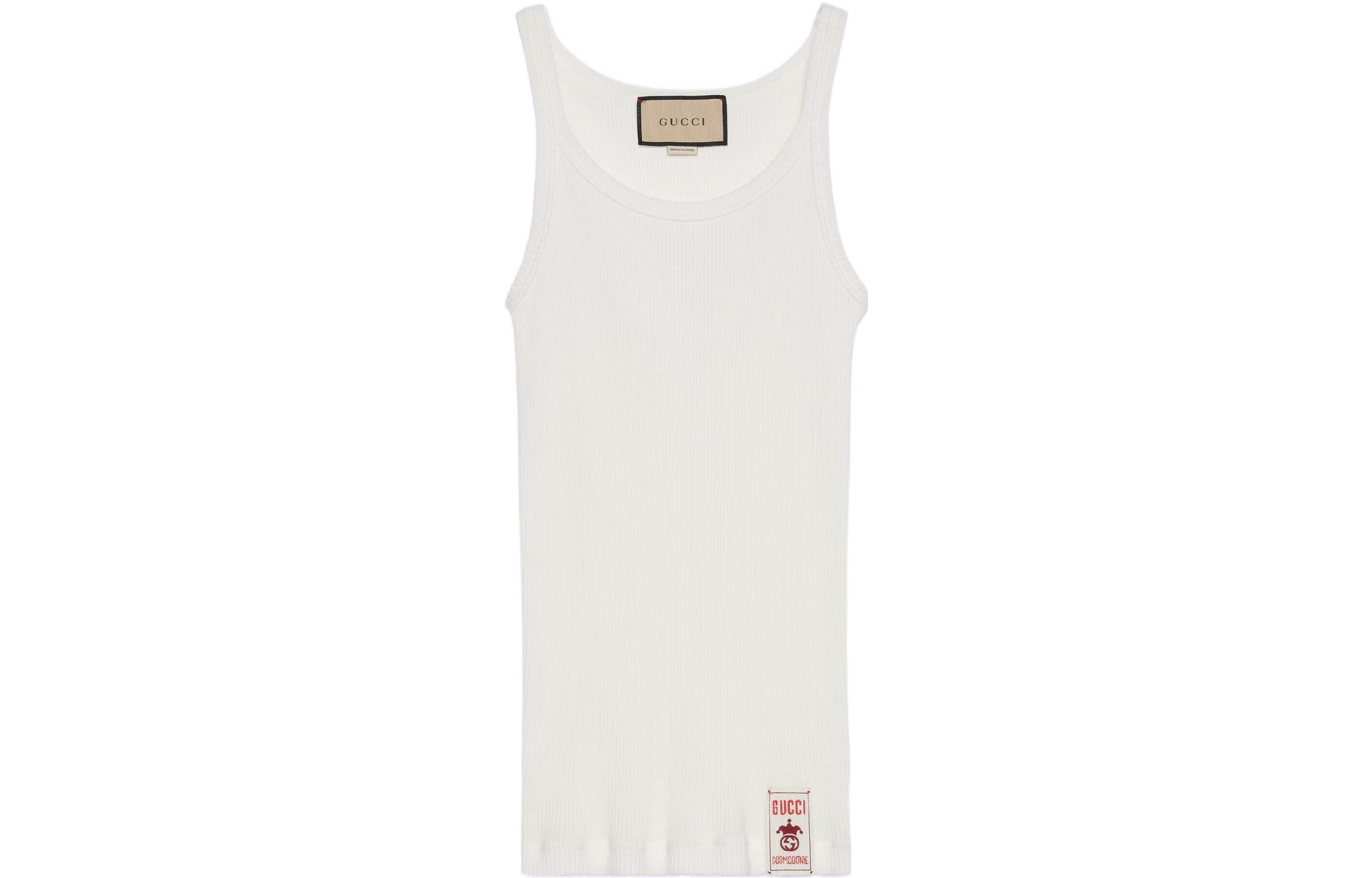 (Women) Gucci FW22 White Solid Casual Straight Strap Tank Top 714865-XJE9M-9791